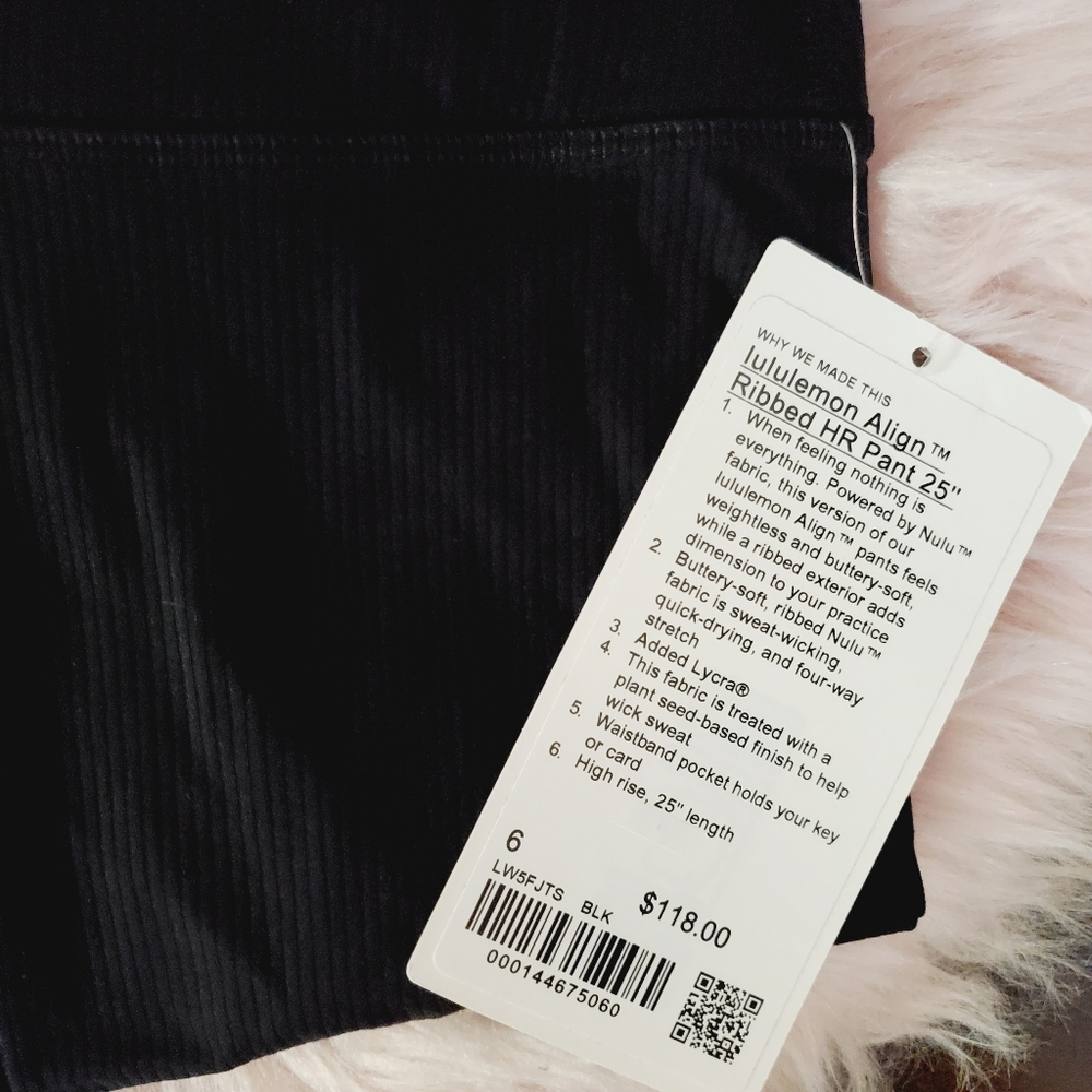 ✴️ NWT LULULEMON ALIGN HIGH RISE PANT RIBBED BLACK 25” INSEAM SIZE 6 SMALL - Picture 2 of 4